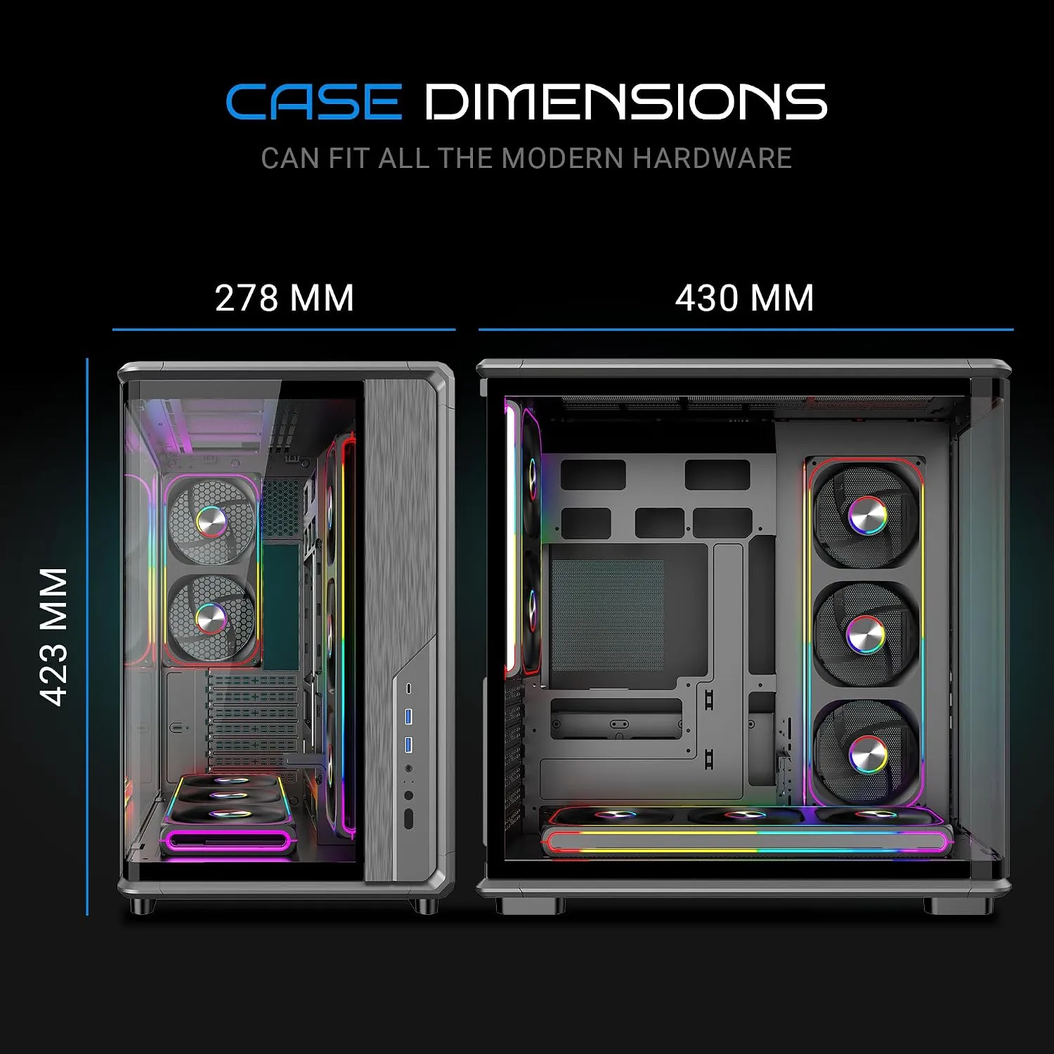 Ant Esports Gaming Cabinet Crystal x8 Arc Black view 3